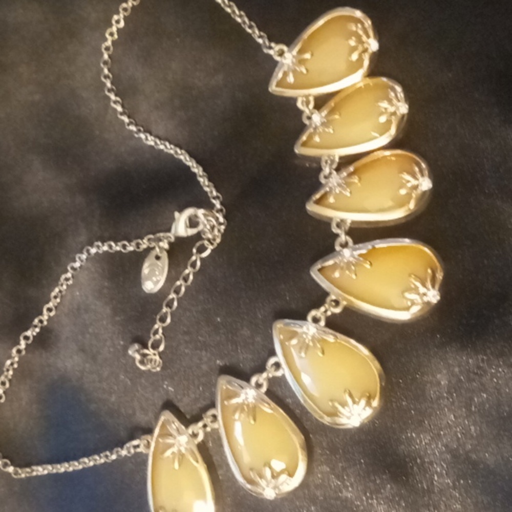 Charming Charlie collar necklace resin and gold tone. 22+2 inches long